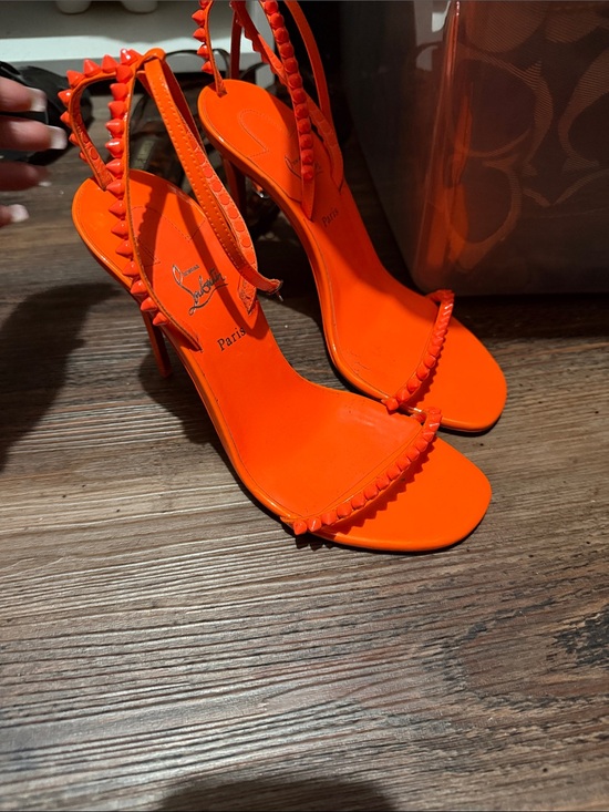 Christian Louboutin Shoes - Christian Louboutin Bright Orange Braided-Strap Stiletto Sandals